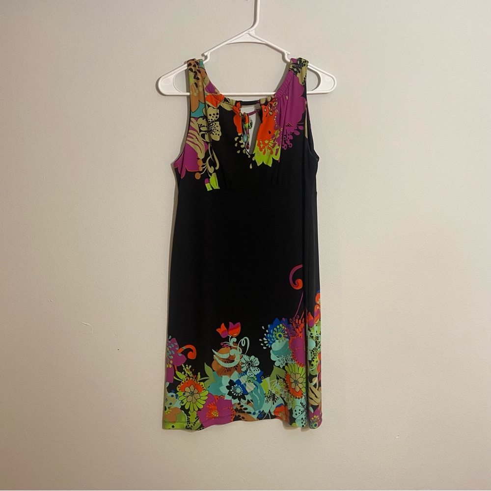 Radzoli Colorful Floral Black Dress